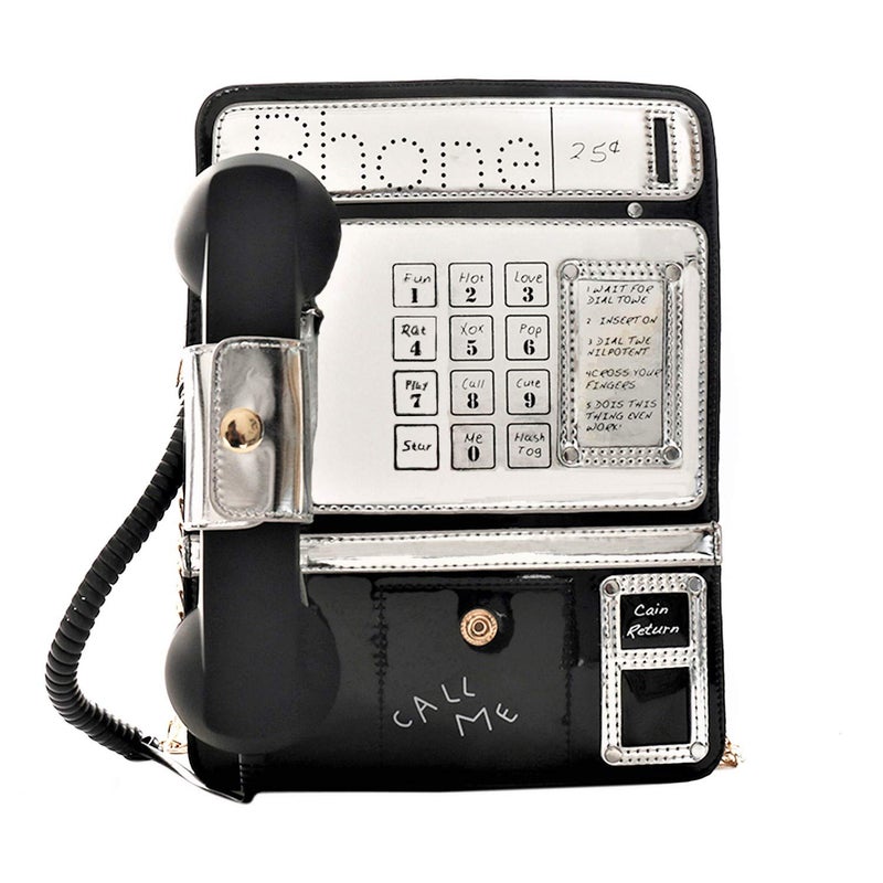 KUANG! Women Reflective Laser Fashion Telephone Shaped Shoulder Bag Ladies Funny Crossbody Bag Chain Purse - Image 1